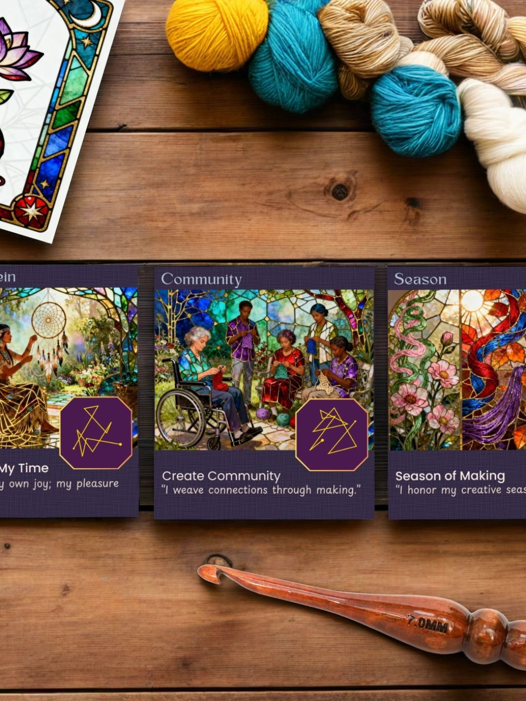 Stained Glass Oracle Cards for Fiber Artists | Knitting & Crochet Divination product image (1)