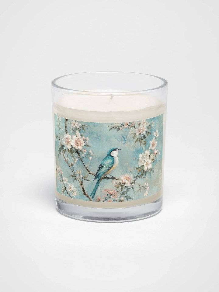 Elegant Chinoiserie Birds & Blossoms Soy Wax Candle - Antique Floral Glass Decor product image (1)