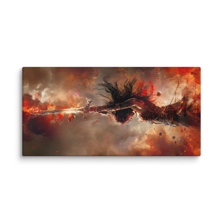 Female warrior raising her sword 01 - Canvas product image (1)