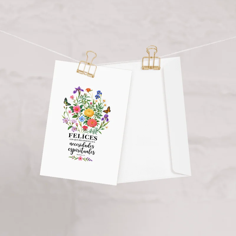 Tarjeta "Felices Los Que Reconocen Sus Necesidades Espirituales" | Mateo 5:3 product image (1)
