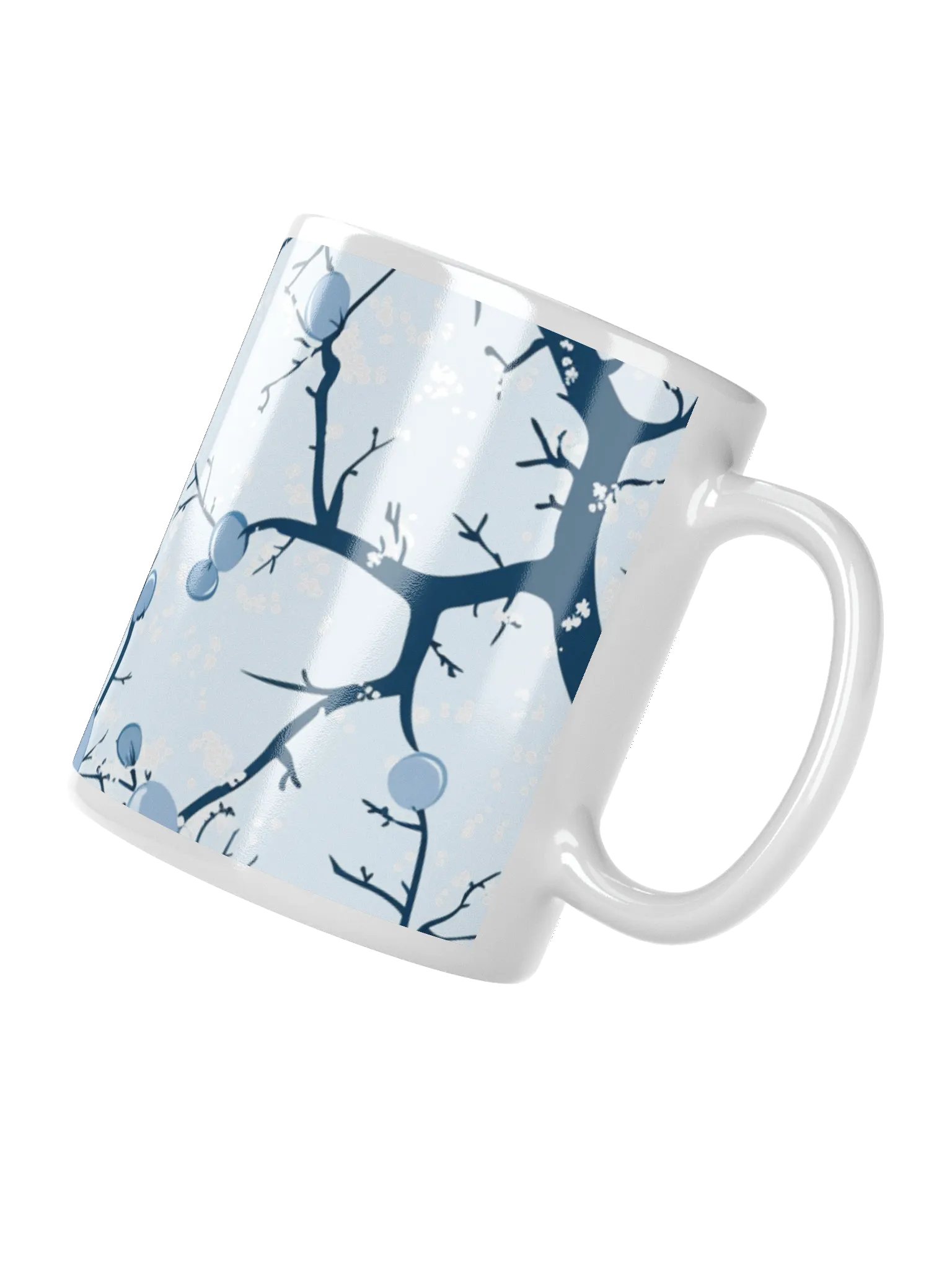 Light Blue and White Floral White Glossy Ceramic Mug by Treasure Pie product image (2)