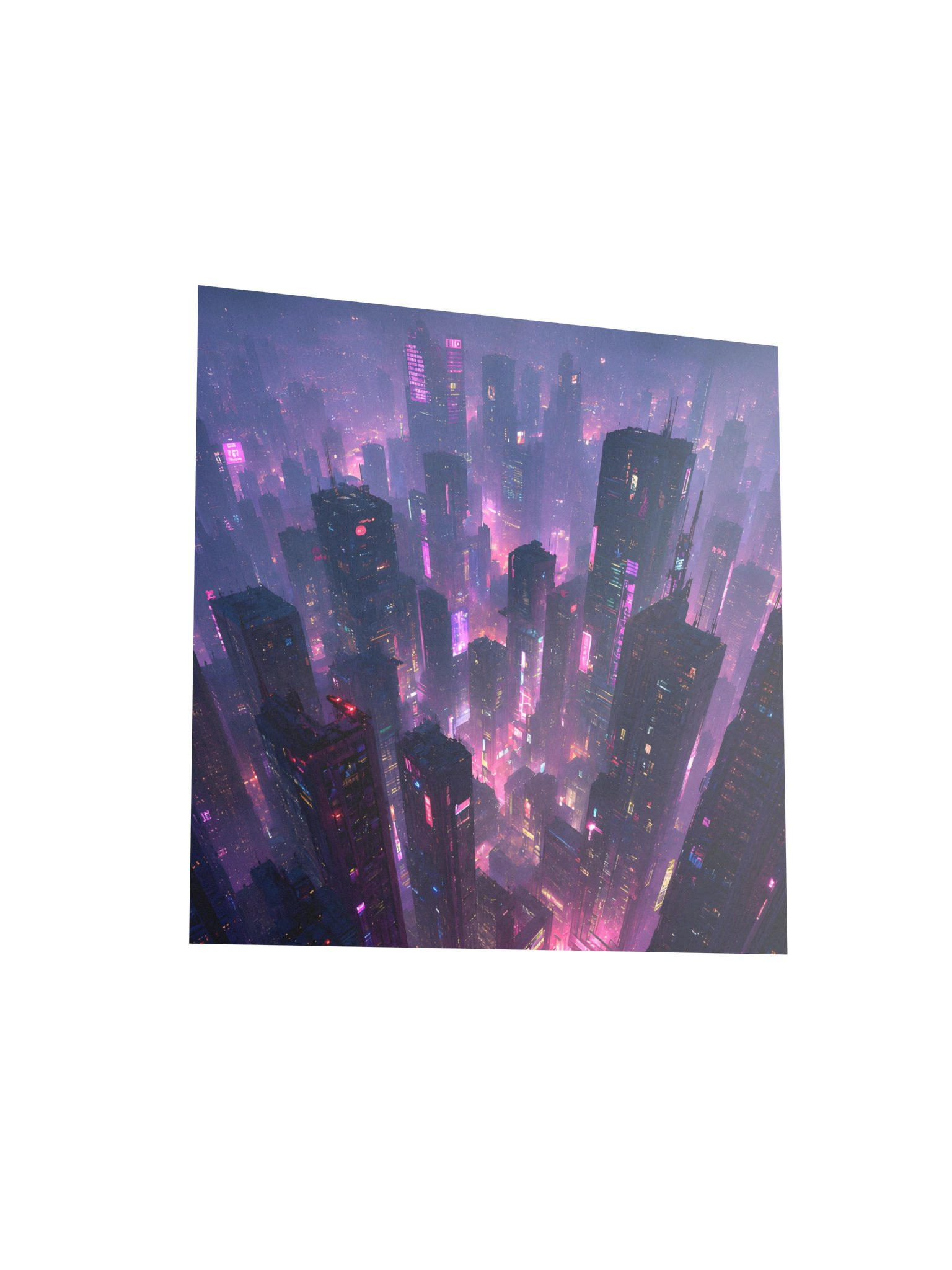 Neon Pink Cyberpunk City Poster 10x10 | Futuristic Gamer Tech Office Decor & Digital Art Gift product image (5)