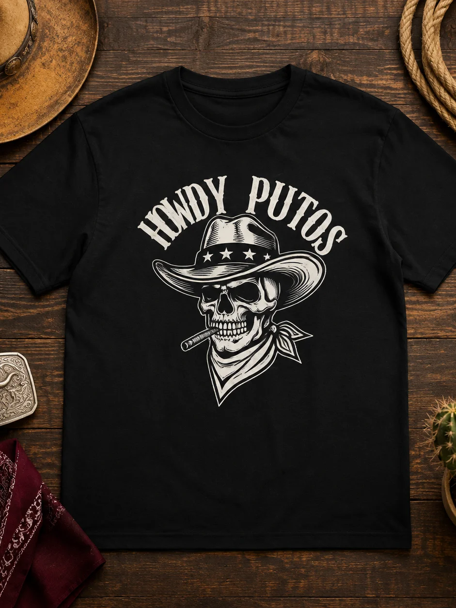 Howdy Puto Skull Cowboy Tee product image (3)