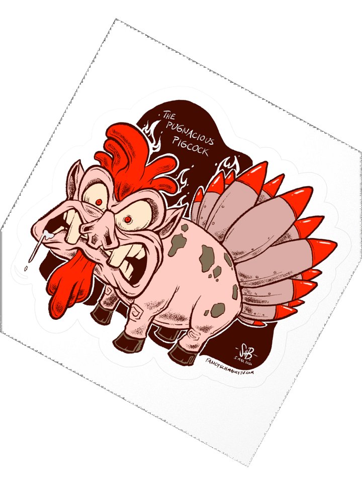 The Pugnacious Pigcock | 3" x 3" Kiss Cut Sticker product image (2)