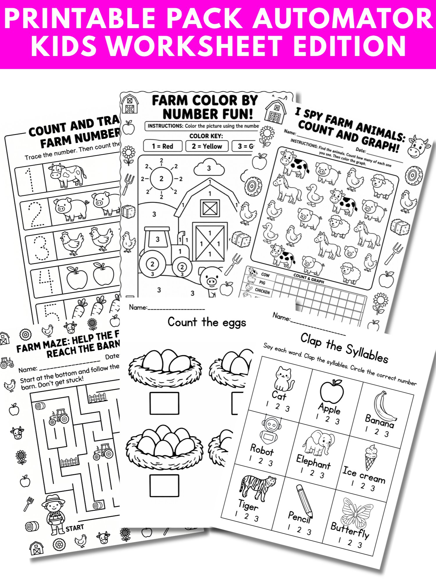 Printable Pack Automator System - Kids Worksheet Edition product image (1)