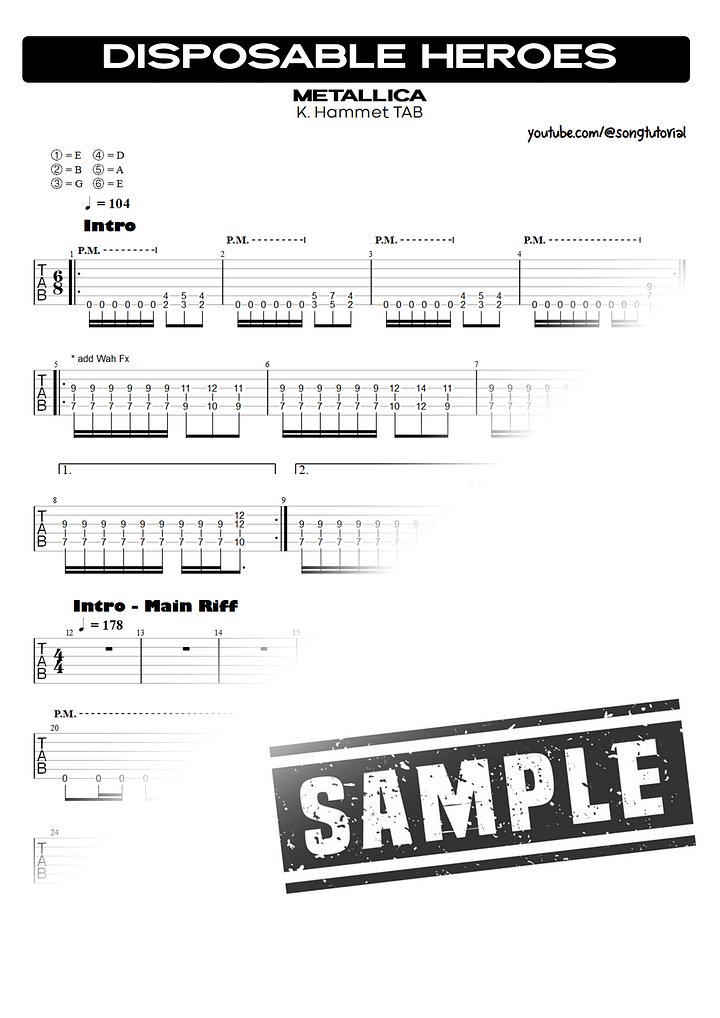 Disposable Heroes PDF TAB + Backing Track MP3 product image (2)