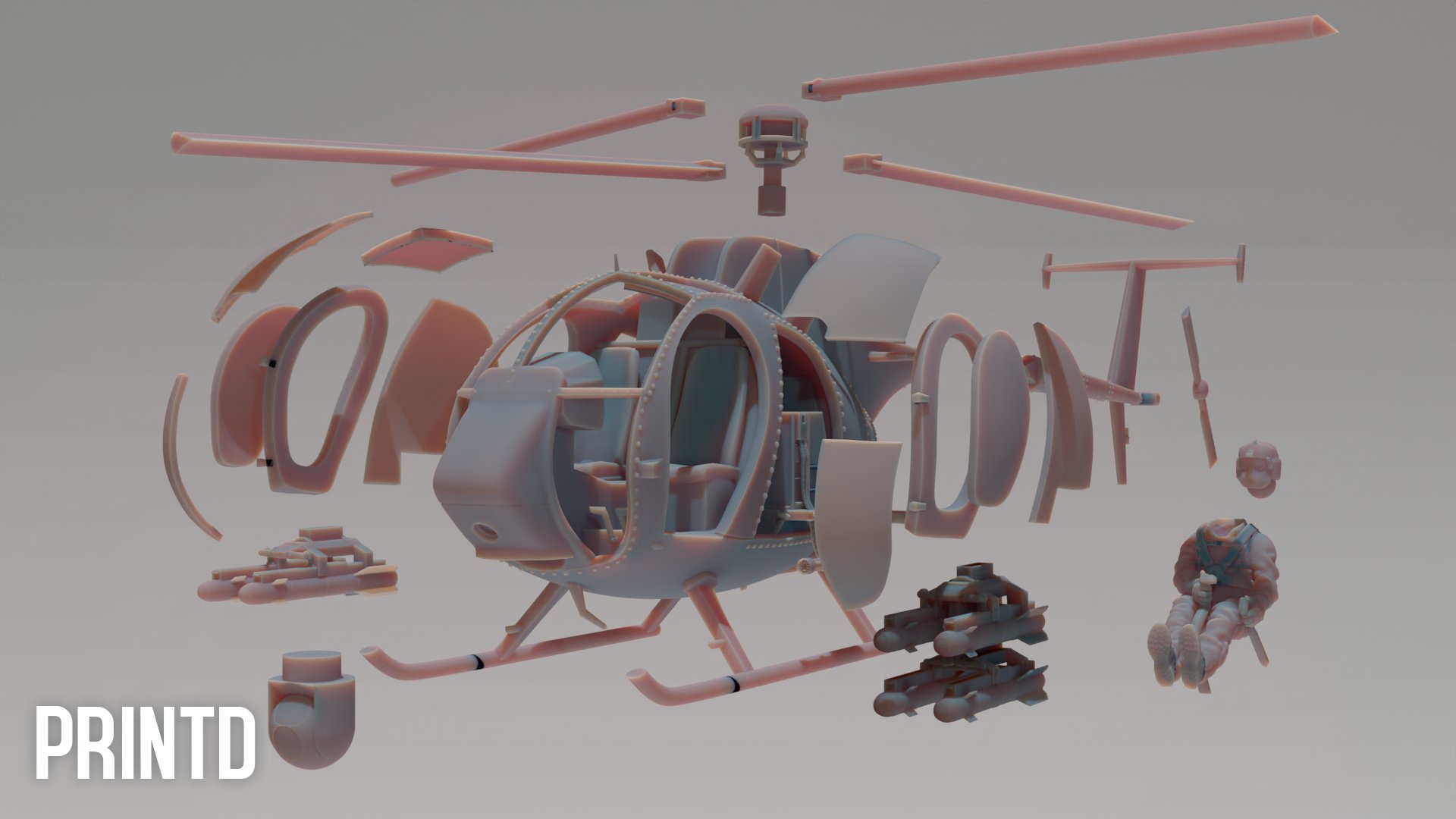 AH-6I Light Helicopter - Modern Warfare Wargame Resin Models Zona Alpha product image (2)