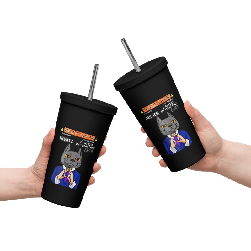 Trade Offer Human-Cat Meme Insulated Tumbler with a Straw - Multicolor product image (5)