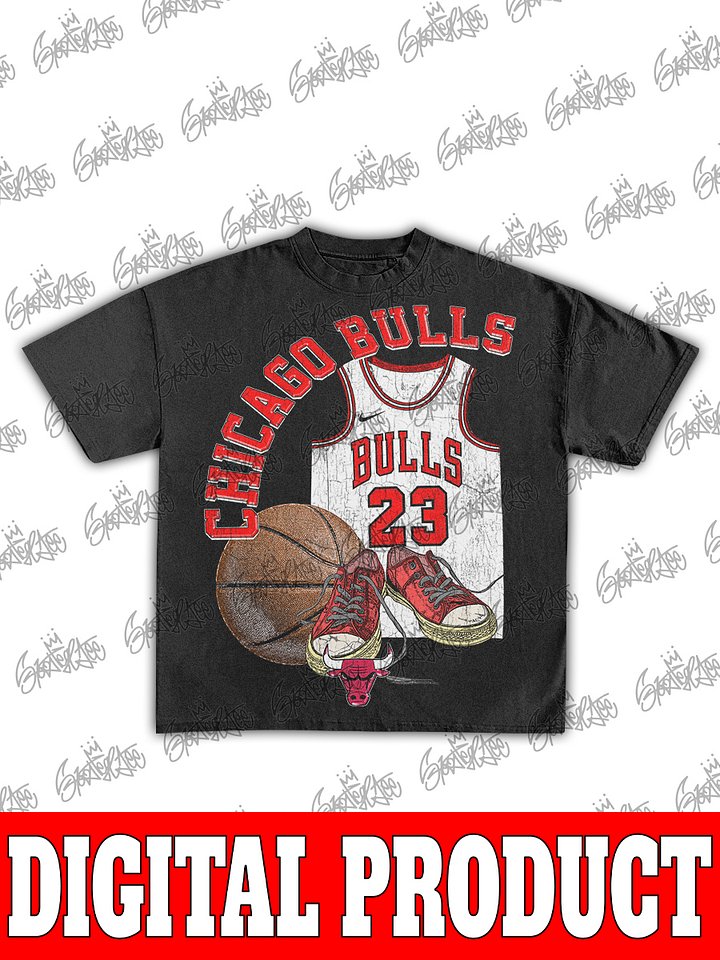 Chicago Bulls 90s Bootleg Jersey & Sneaker Graphic Design product image (1)