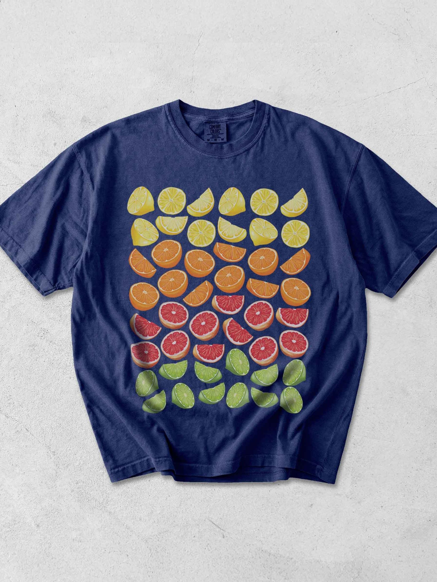Citrus Fruit Pattern Shirt – Lemon, Orange, Lime & Grapefruit Graphic Tee product image (1)