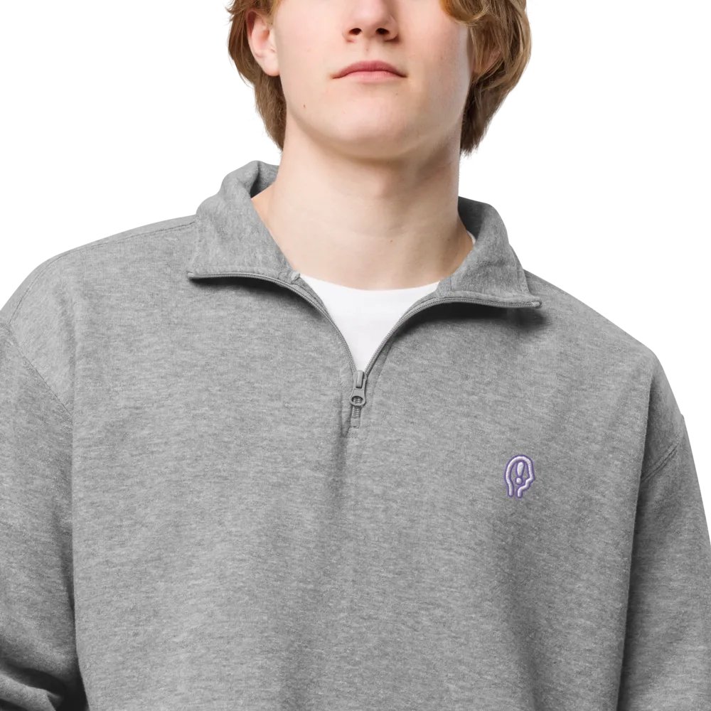 EXCLAIMING MENTALLY (purple and white design) embroidered quarter zip product image (10)
