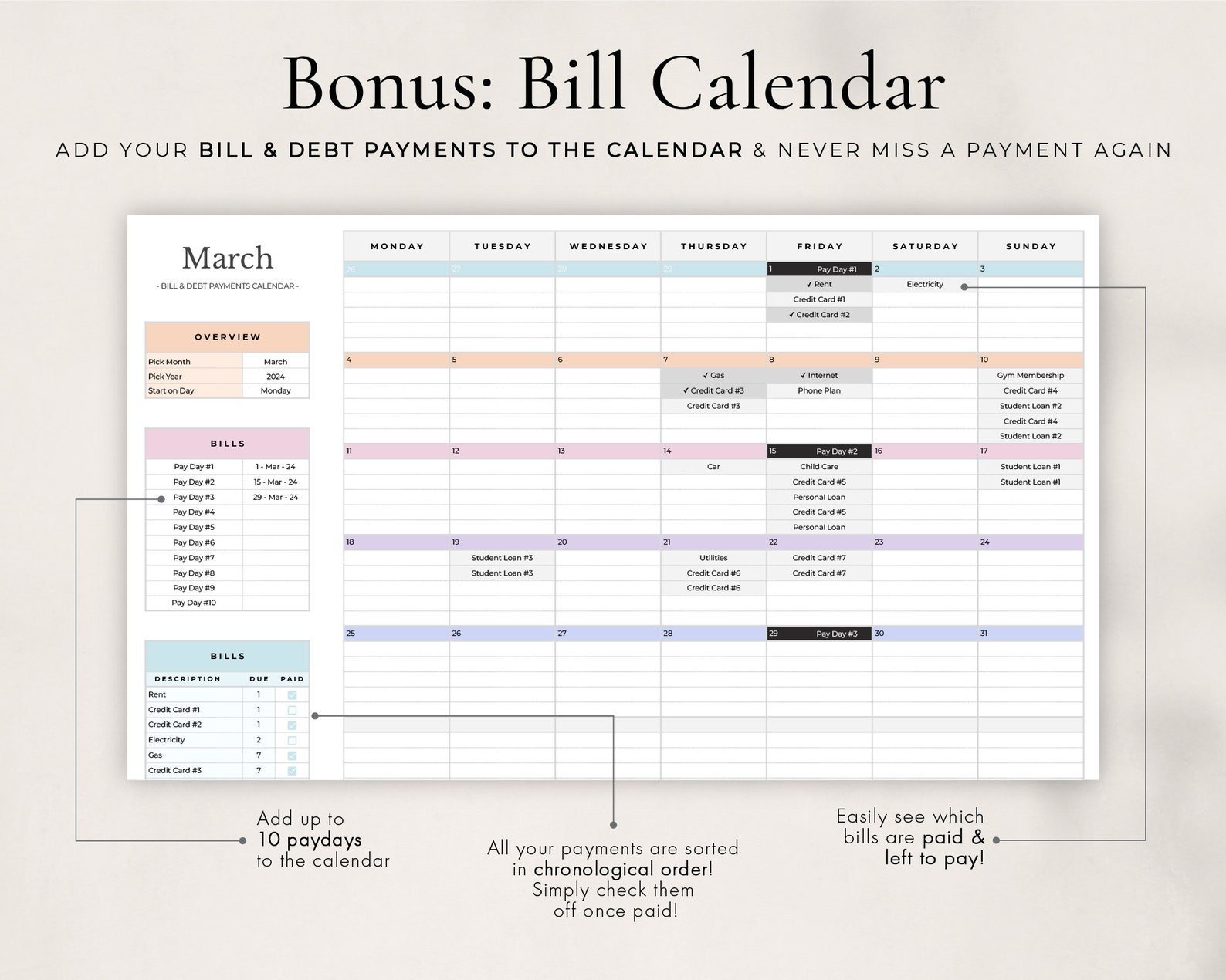 Simple Budget + Planner Spreadsheet for Google Sheets product image (7)