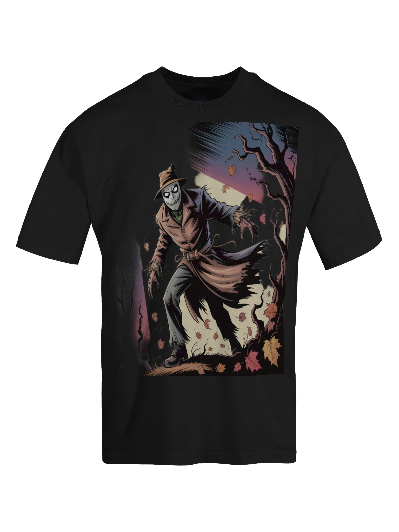 Harvest Horror: Scarecrow's Autumnal Approach Oversized Faded T-Shirt product image (1)