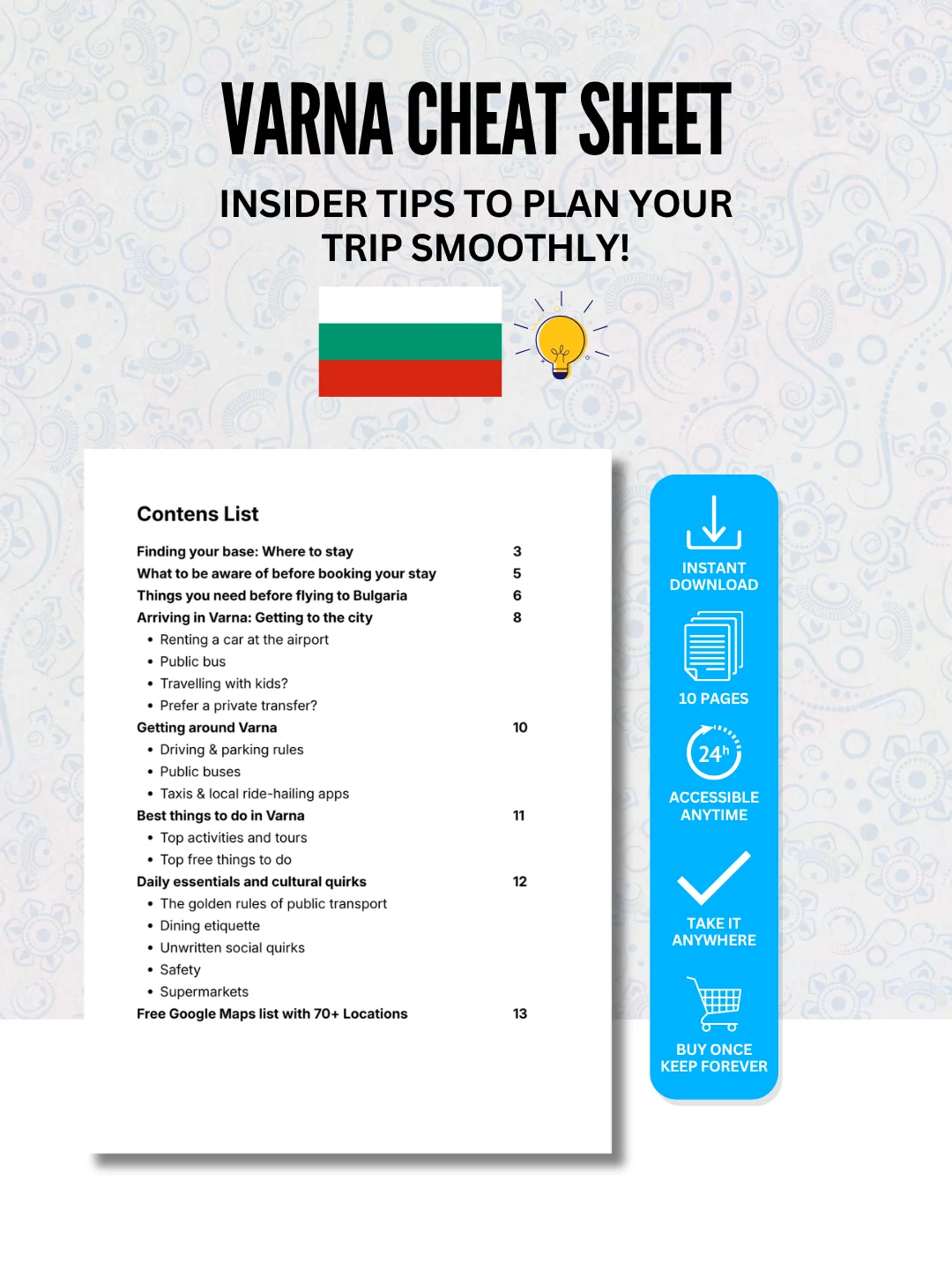 Varna Cheat Sheet + FREE Google Maps List (70+ LOCATIONS) product image (2)
