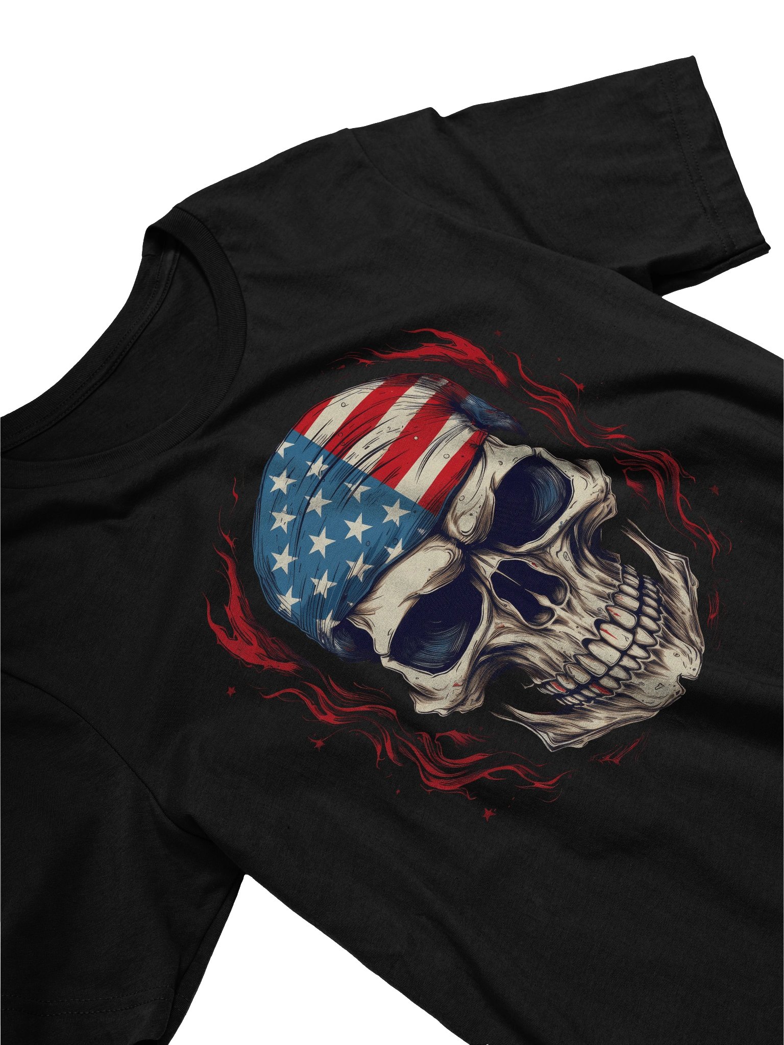 Stars & Stripes Skull Flame T Shirt Tee product image (2)
