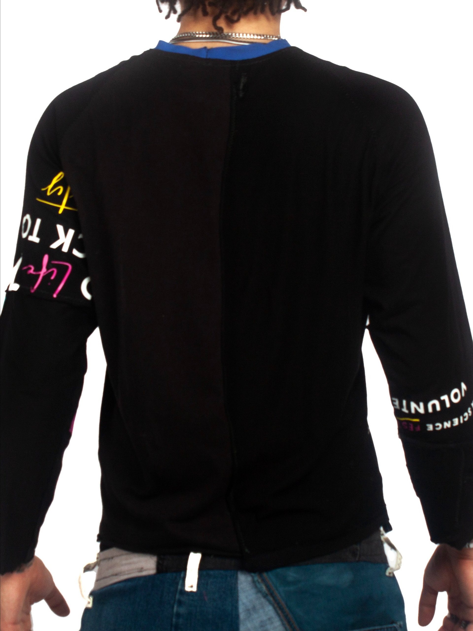 RAGLAN LONG SLEEVE TEE - 2 BUTTON - BLACK product image (3)