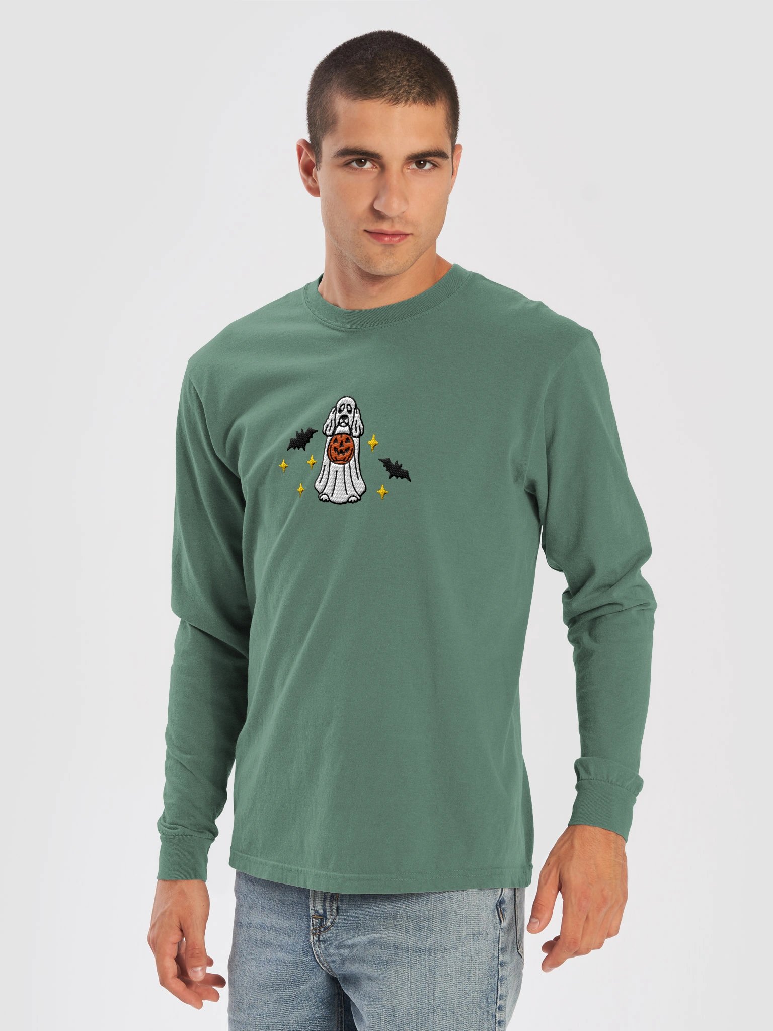 Halloween Standard Poodle(White) Embroidered Long-Sleeve T-Shirt product image (13)