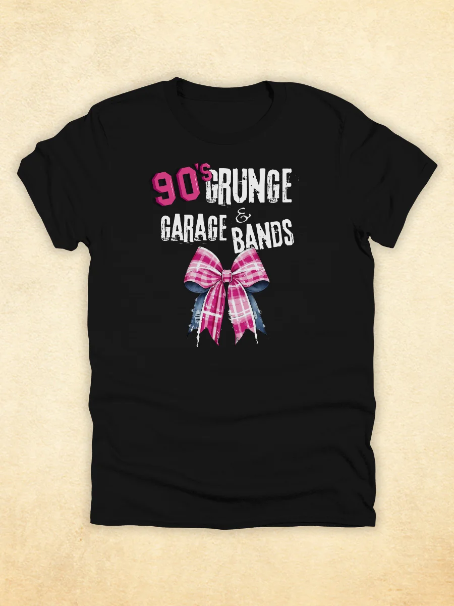 90's Tee For Women | Grunge & Garage Bands | Pink Plaid Coquette T-Shirt product image (2)