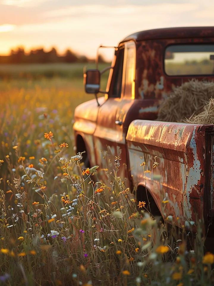 Golden Hour Rustic Truck Framed Poster product image (1)