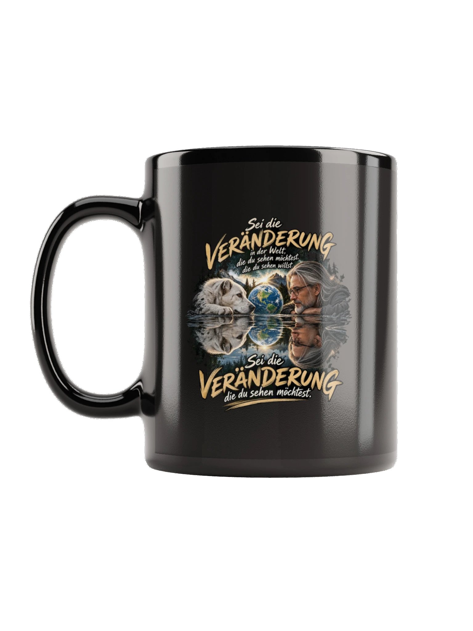Sei die Veränderung – Ursprung | Schwarze Keramiktasse product image (1)