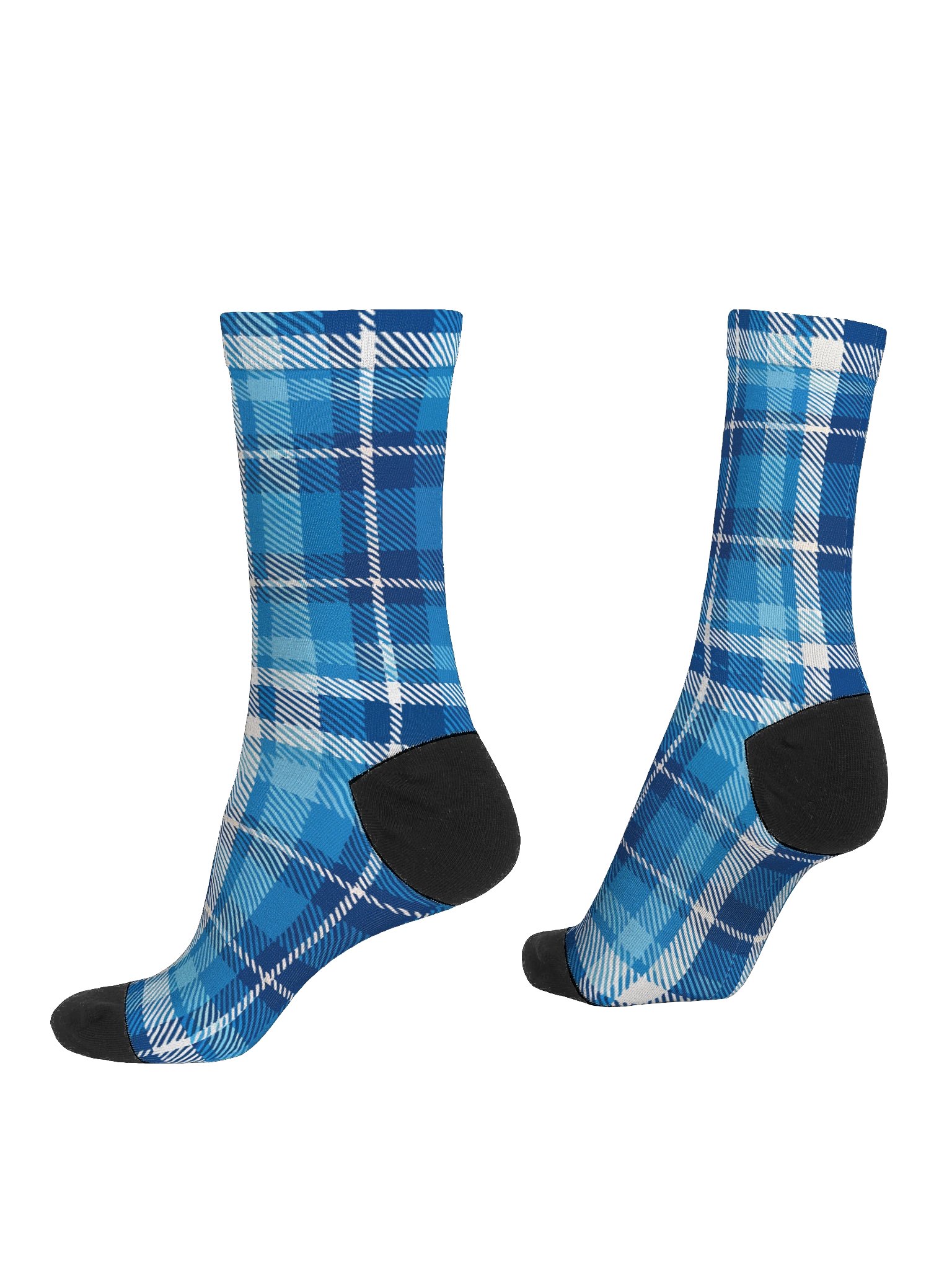 Blue Plaid Fusion Recycled Crew Socks product image (4)