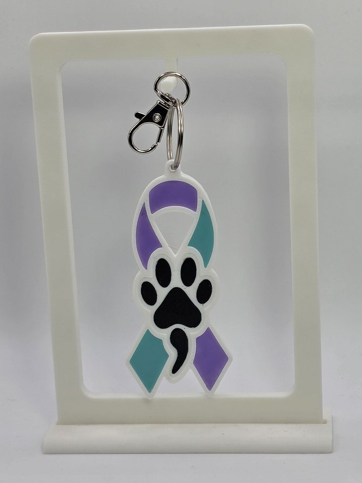Purple & Teal Suicide Awareness Ribbon Keychain | Dog Paw Semicolon product image (2)