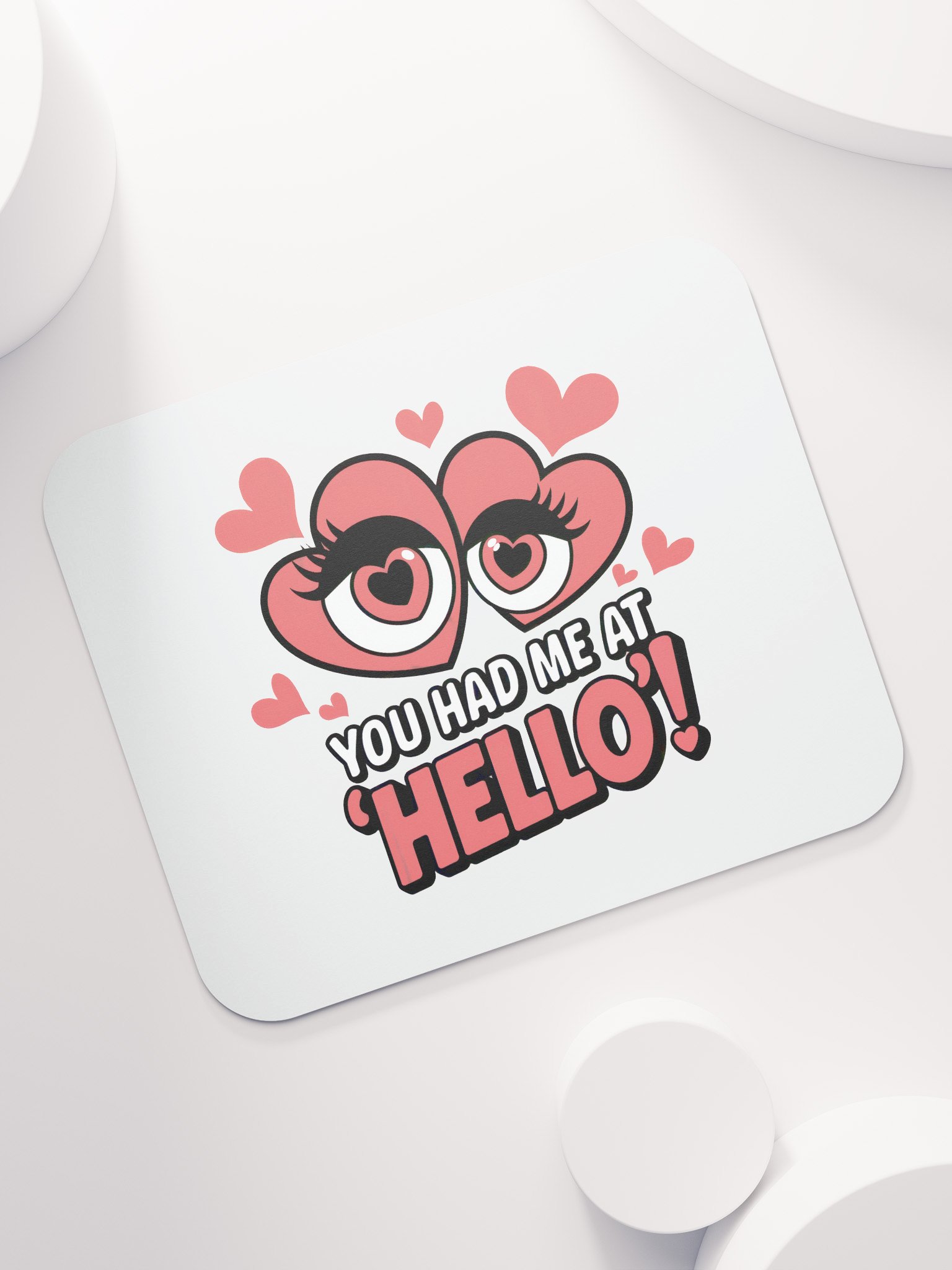 You Had Me At Hello Mouse Pad | Romantic Love Quote Gift | Heart Eyes Desk Accessory product image (7)