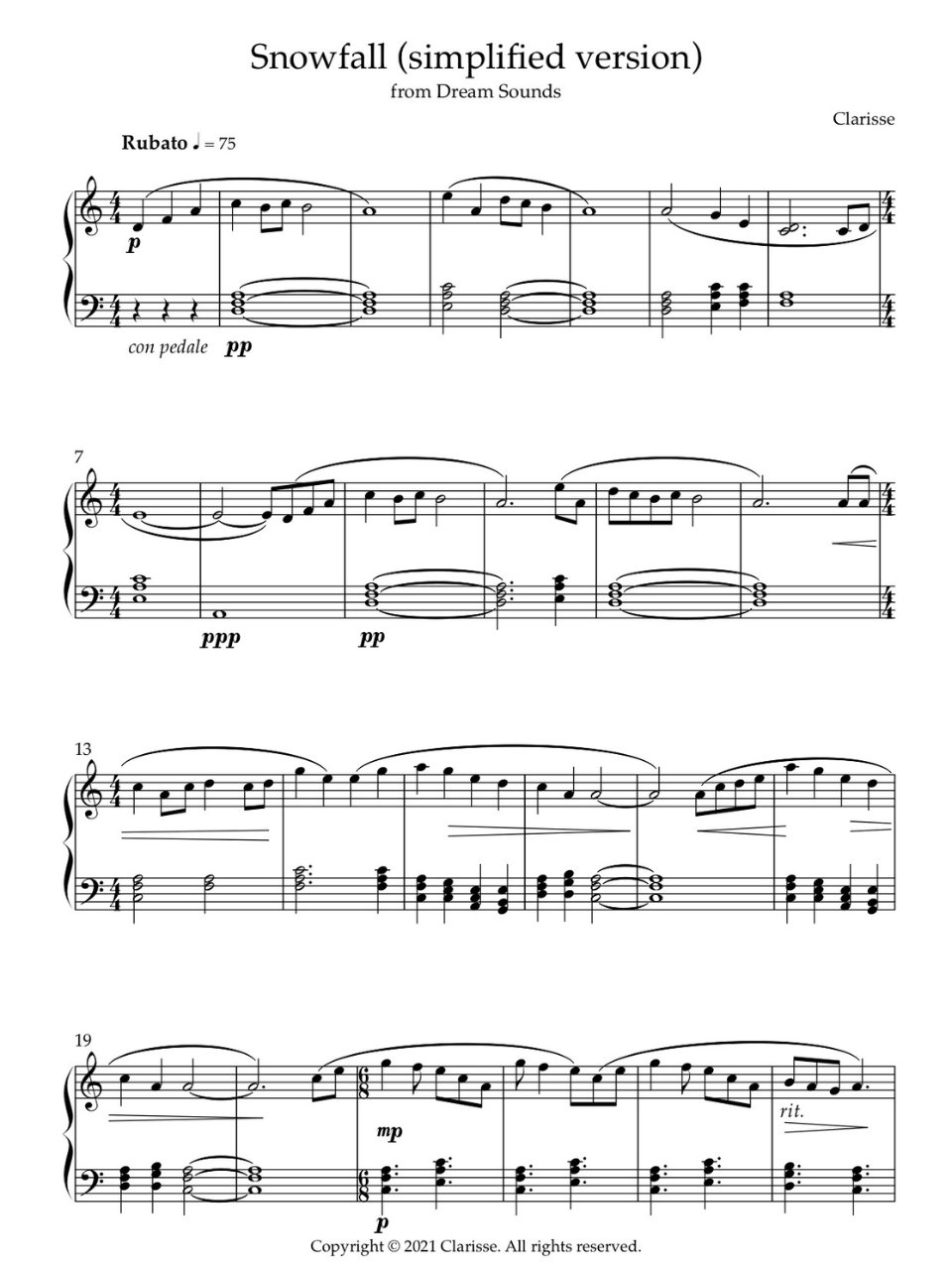 Snowfall (simplified version) - Sheet Music product image (1)