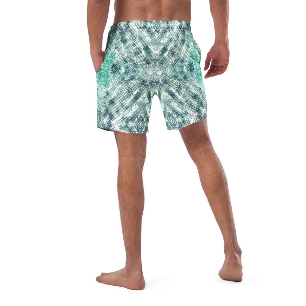 Shades Of Green Geometric Pattern Mens Swim Shorts product image (2)