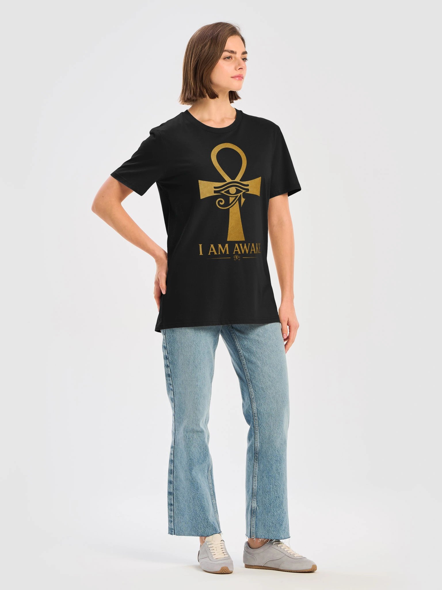 I AM AWAKE Ankh & Eye of Horus T-Shirt – Egyptian Spiritual Symbol Tee product image (11)
