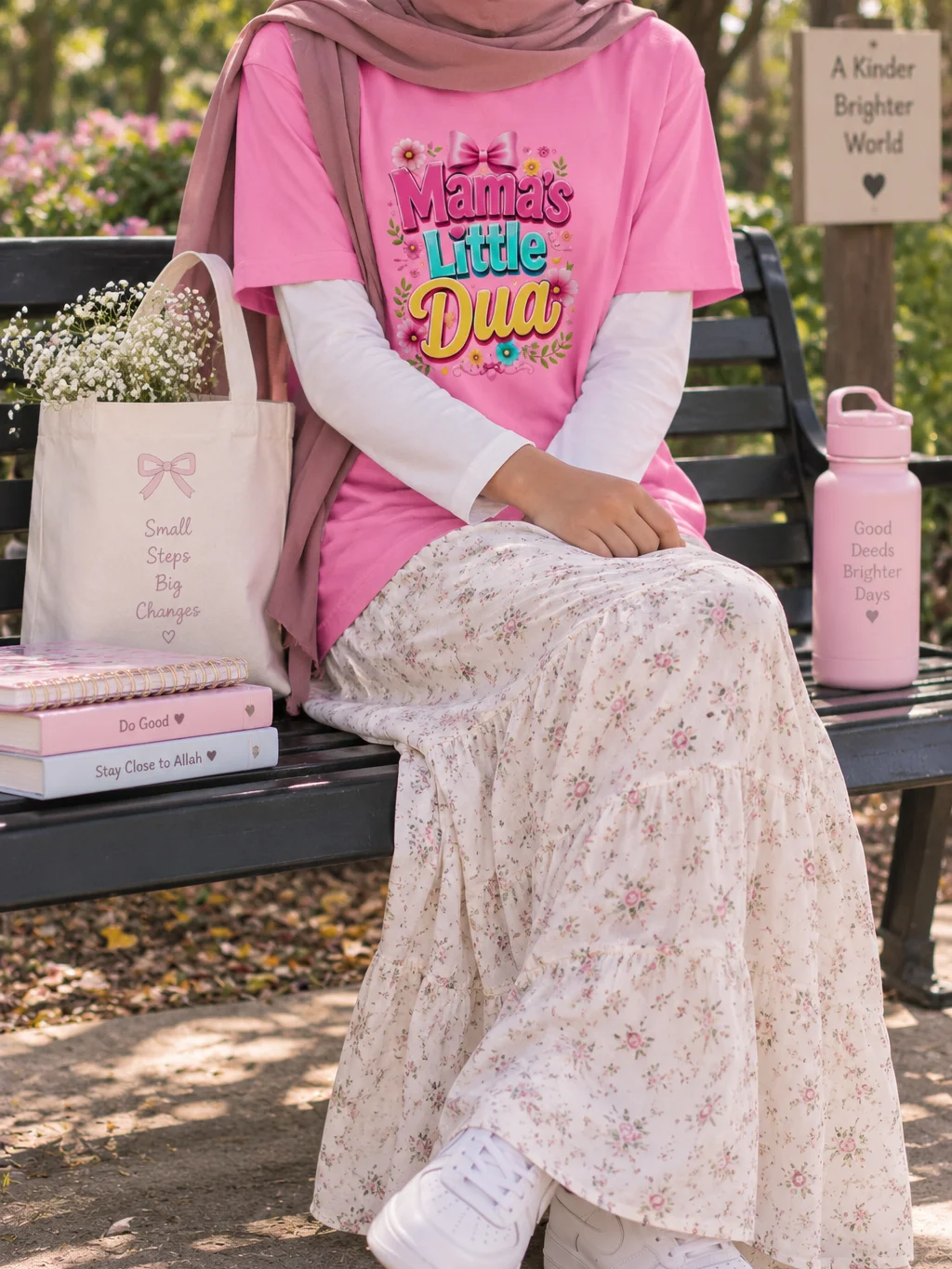 Mama's Little Dua Printed Unisex Kids T-Shirt | Floral Islamic Tee for Girls product image (1)