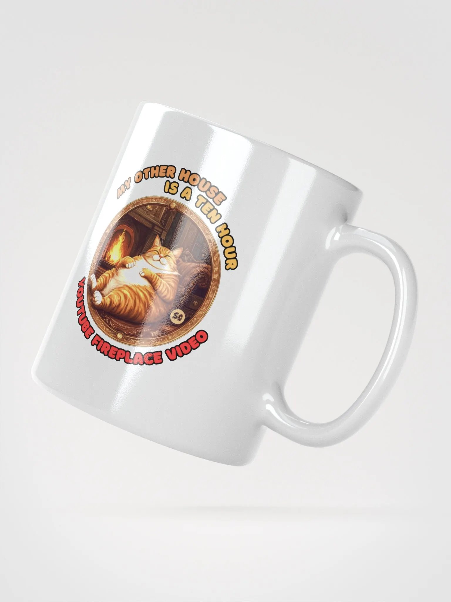 Cozy Cat - My Other House is a Ten Hour YouTube Fireplace Video | White Glossy Mug product image (5)