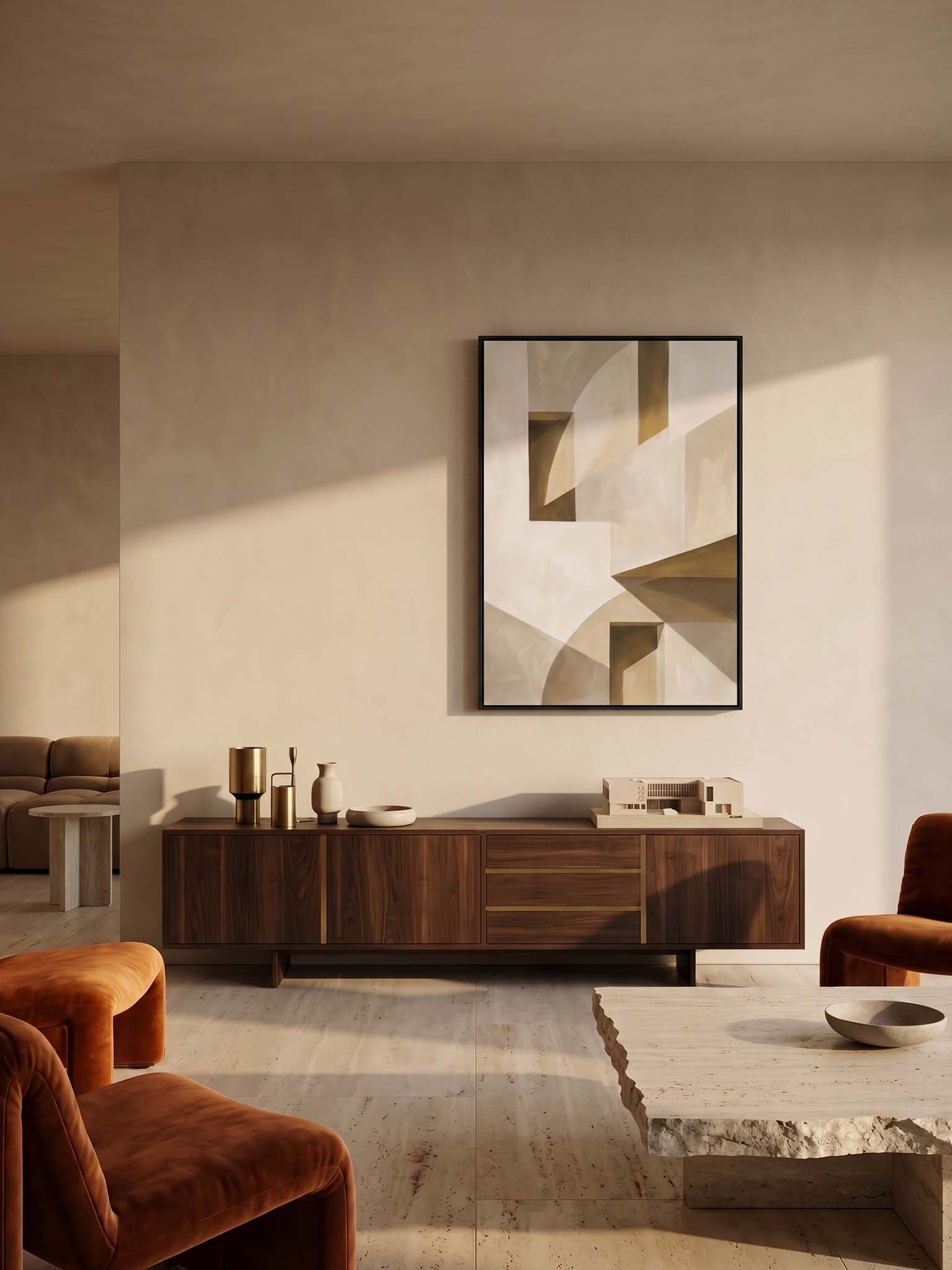 Beige on Wall - Abstract Architectural Forms Wall Art product image (4)