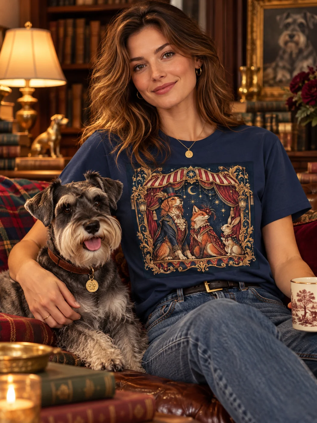 Vintage Woodland Animal T-Shirt – Victorian Dog, Fox & Rabbit Art Graphic Tee product image (1)