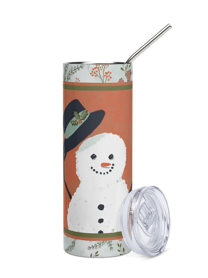 “Snowman Hello” 20-Ounce Stainless Steel Tumbler with Straw product image (1)