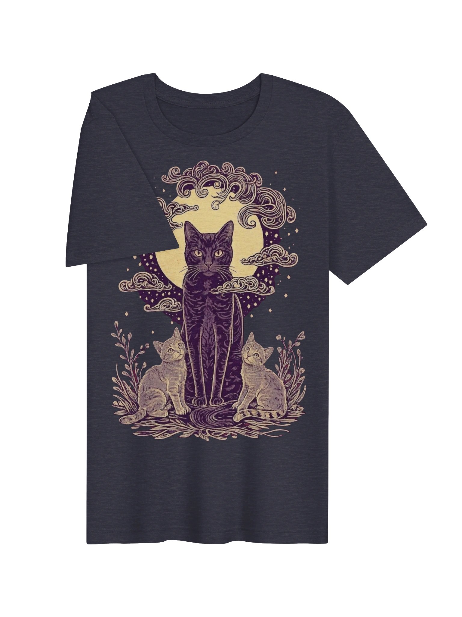 Moonlit Black Cat Shirt, Mama & Baby Cats, Mystical Moon Tee product image (4)