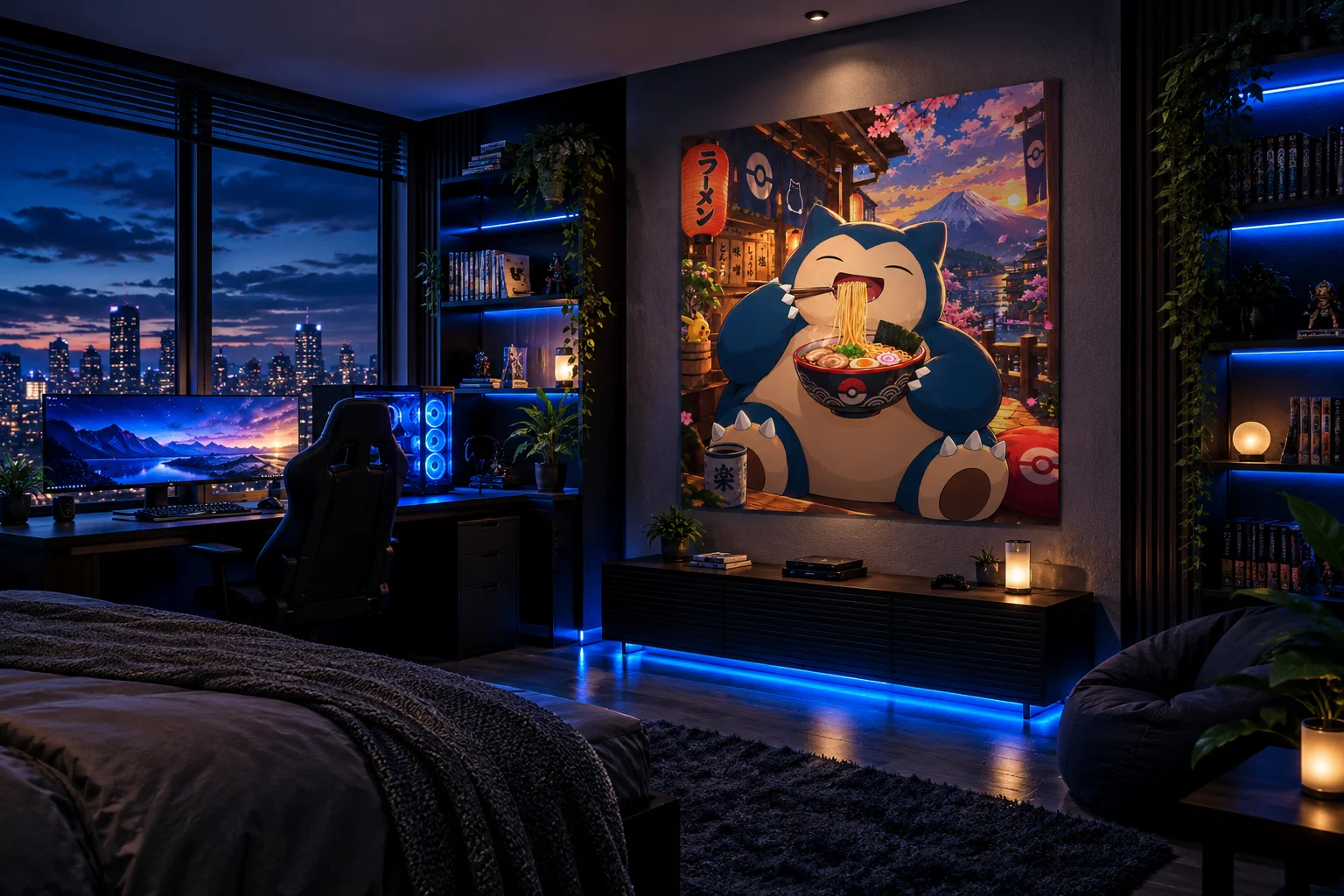 Midnight Ramen - Snorlax Japanese Nightscape Poster product image (1)