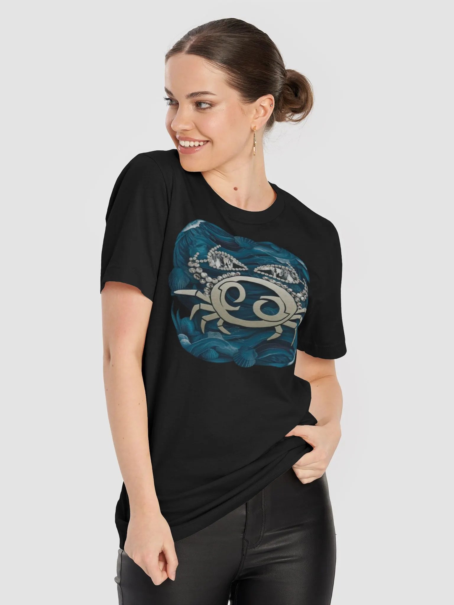 Exclusive Cancer Zodiac T-Shirt - Unisex Celestial Crab and Oceanic Design product image (9)