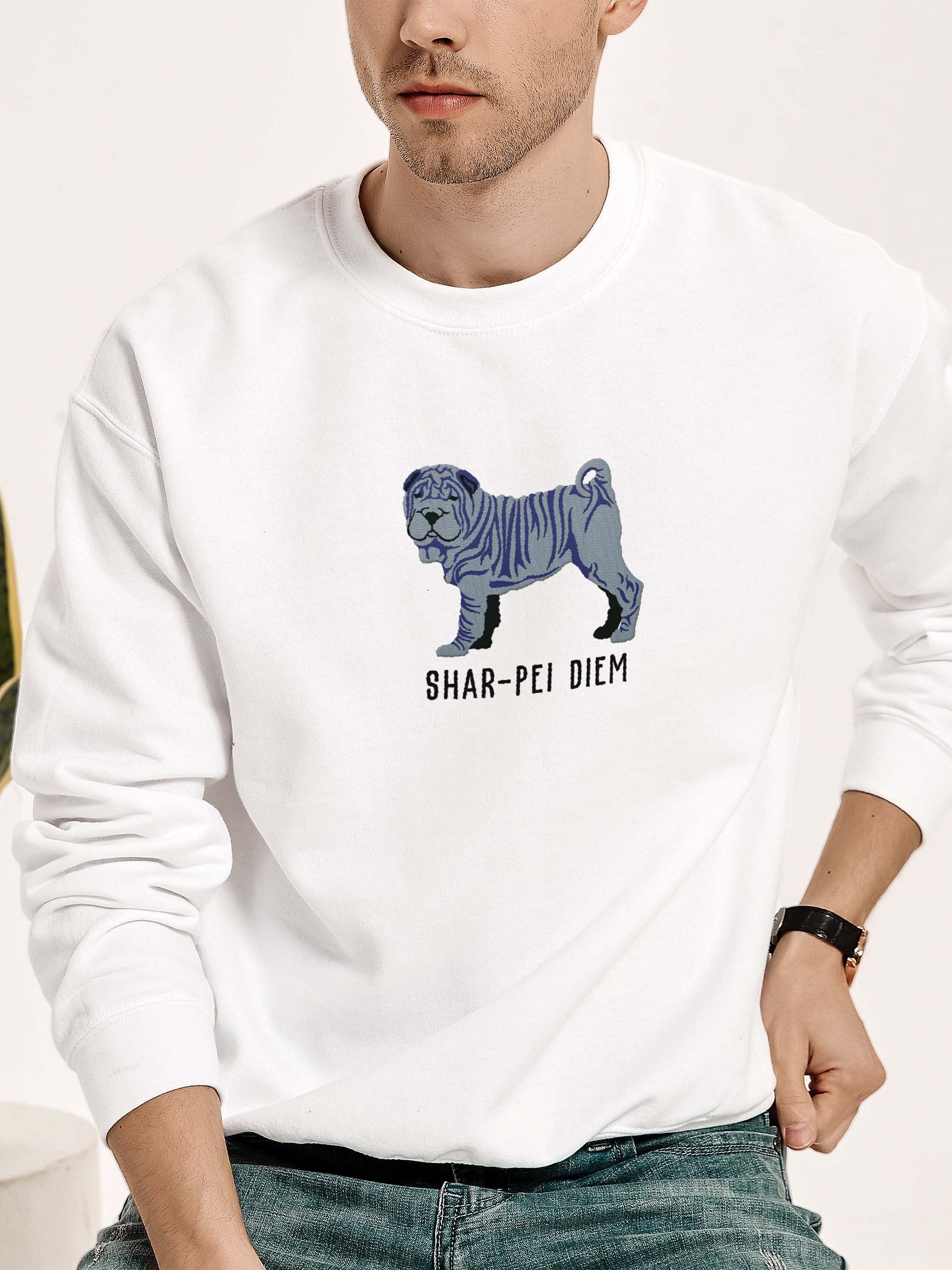 Shar-Pei Diem(2) Sweatshirt (Embroidered) of a Chinese Shar-Pei(Blue) product image (2)