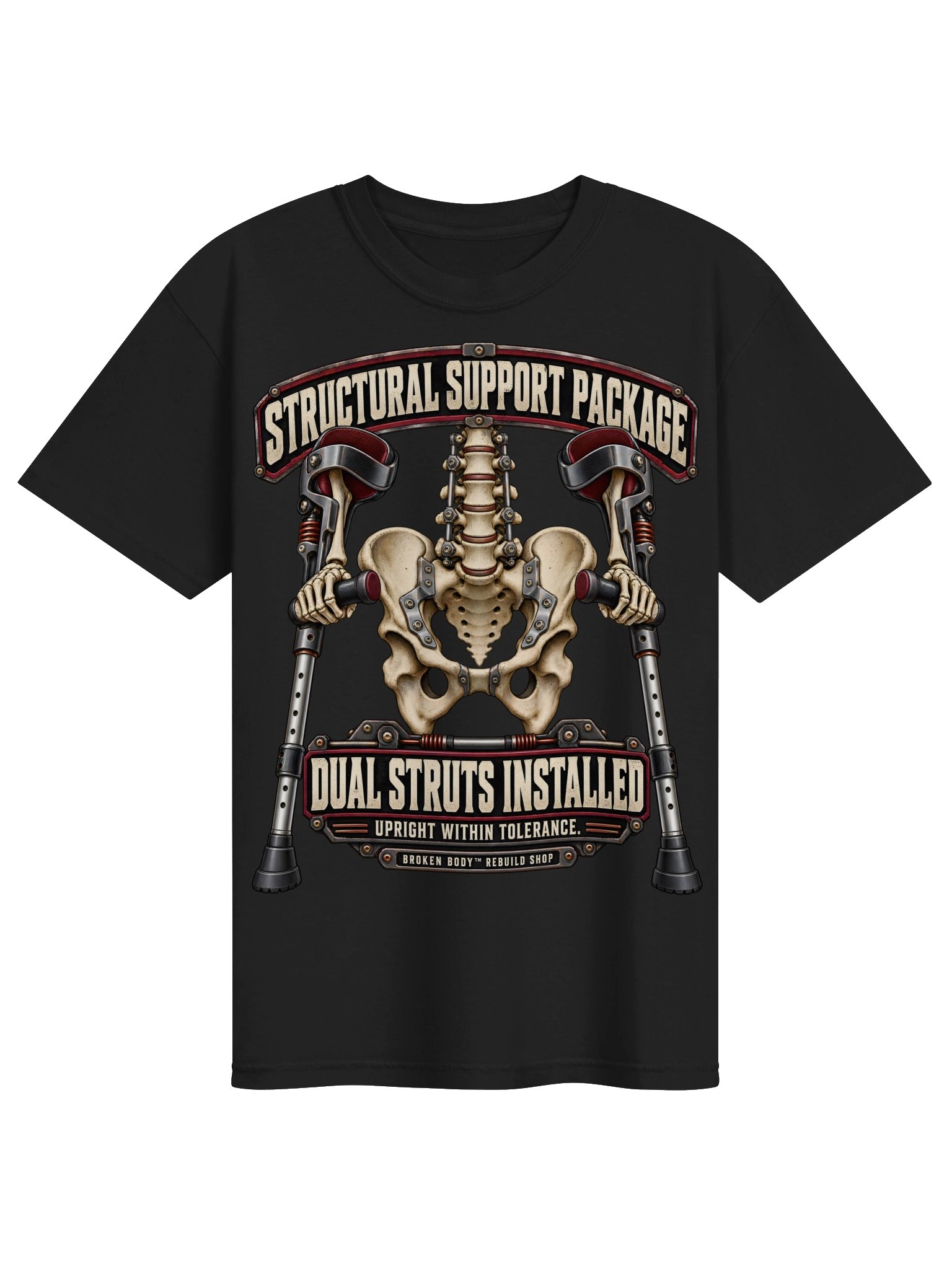 Forearm Crutch Shirt — Structural Support Package Funny Mobility Aid Tee | Rebuild Shop product image (2)