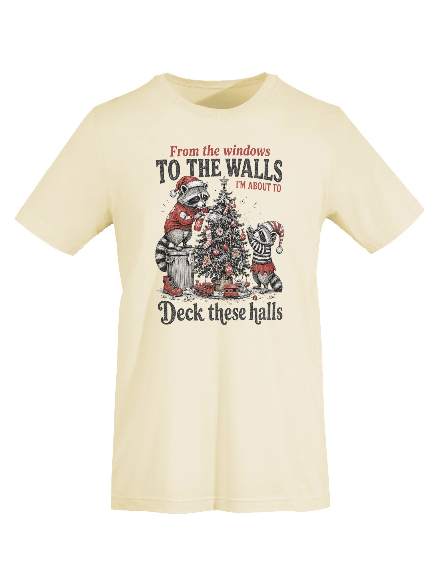 Deck These Halls Raccoon Christmas T-Shirt | Funny Holiday Tee product image (13)