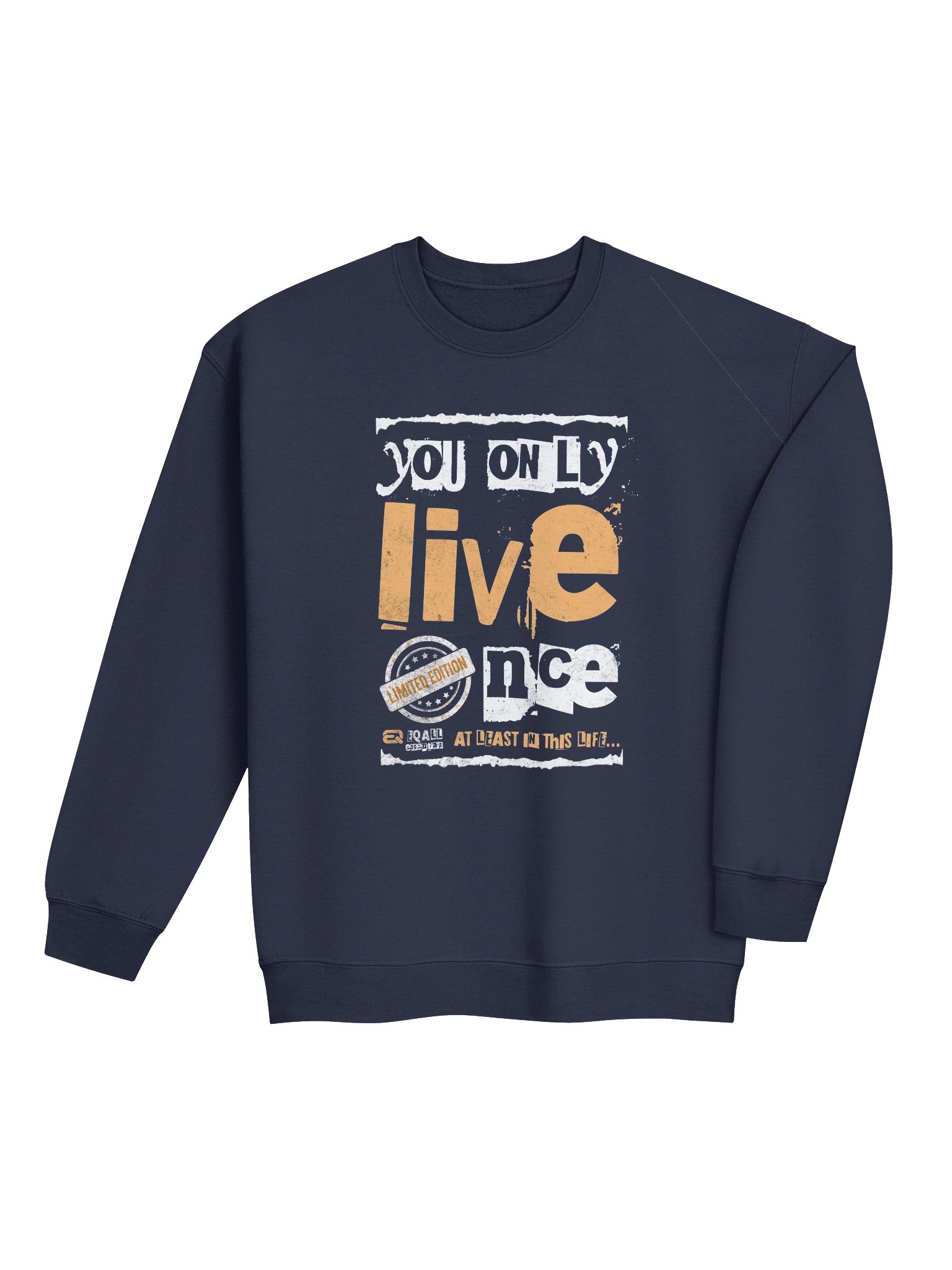 You Only Live Once! Crewneck Gildan Sweatshirt_R3CVR.i mode by EQALL® Essentials_Mustard product image (16)