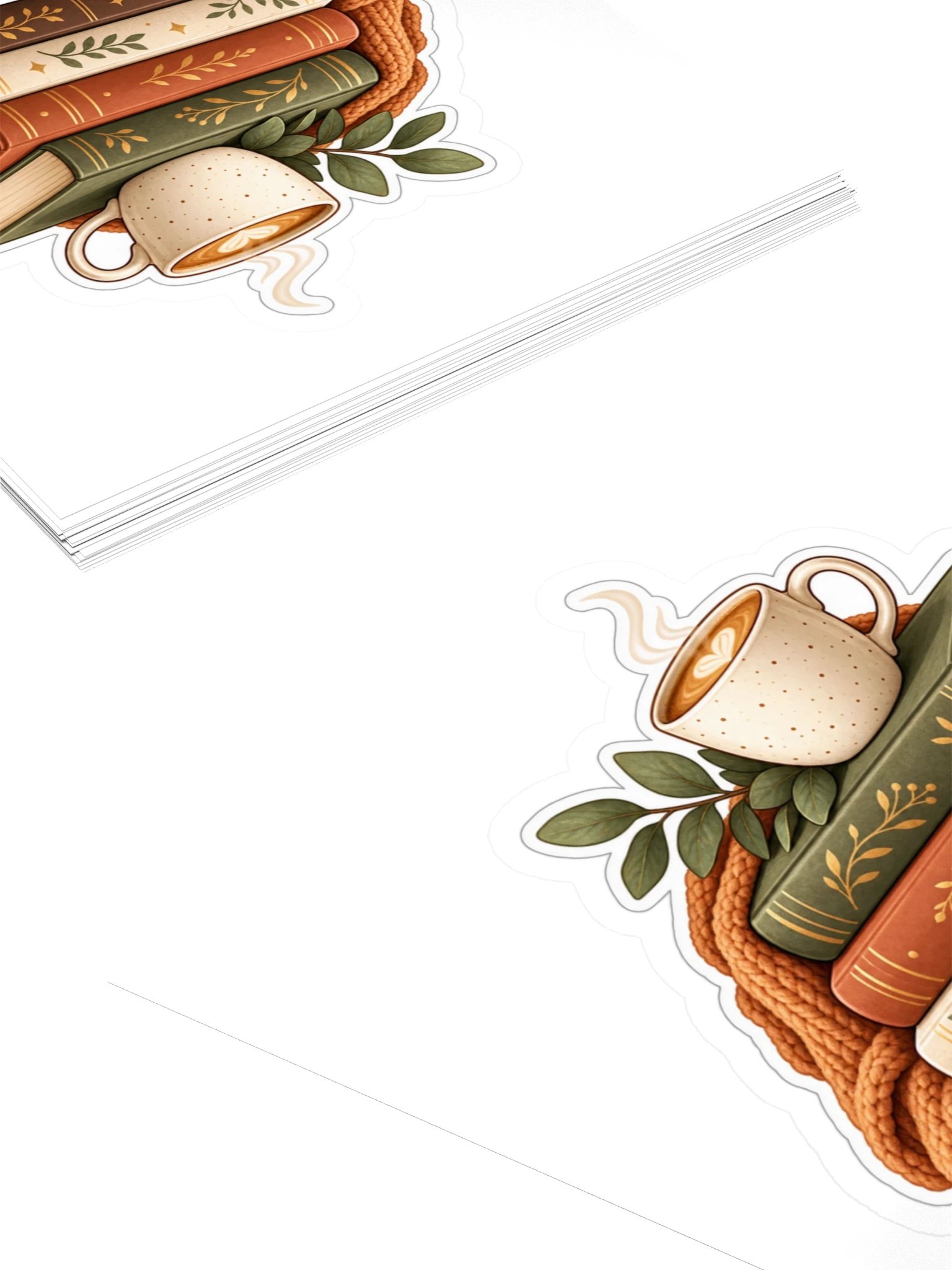 Cozy Book Stack Sticker | Book Lover Coffee & Reading Vinyl Decal product image (4)