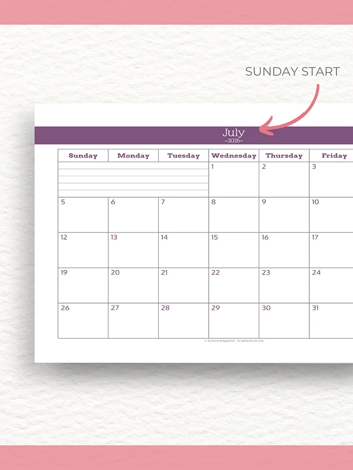 Understated Rainbow - 26/27 Calendar - Single Page per Month - Half Letter Size product image (2)