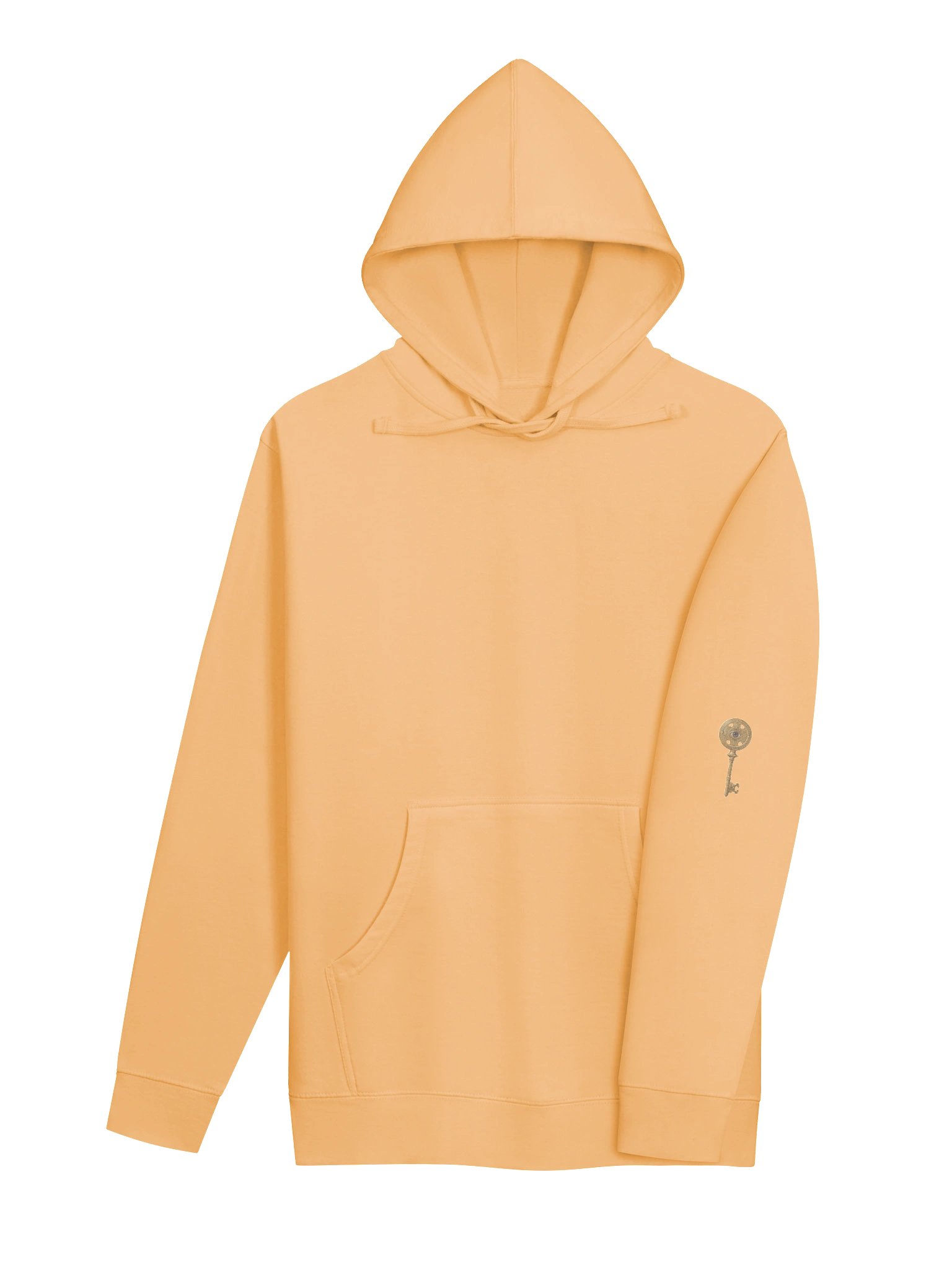 The Gatekeeper’s Key – Peach Reverse Edition (Back + Left Sleeve Print) | Unisex Midweight Hoodie product image (4)