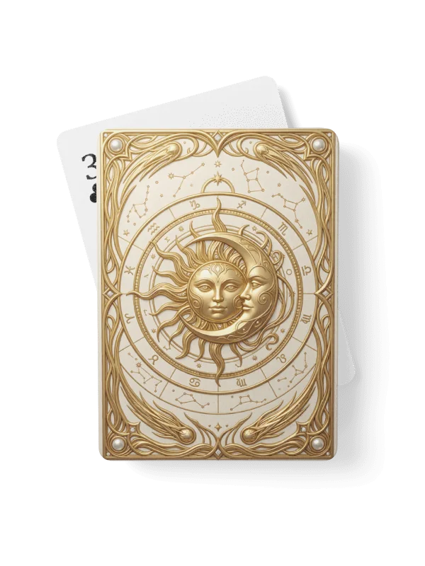 Celestial Sun and Moon Playing Cards | Gold Zodiac Constellation Poker Deck product image (1)