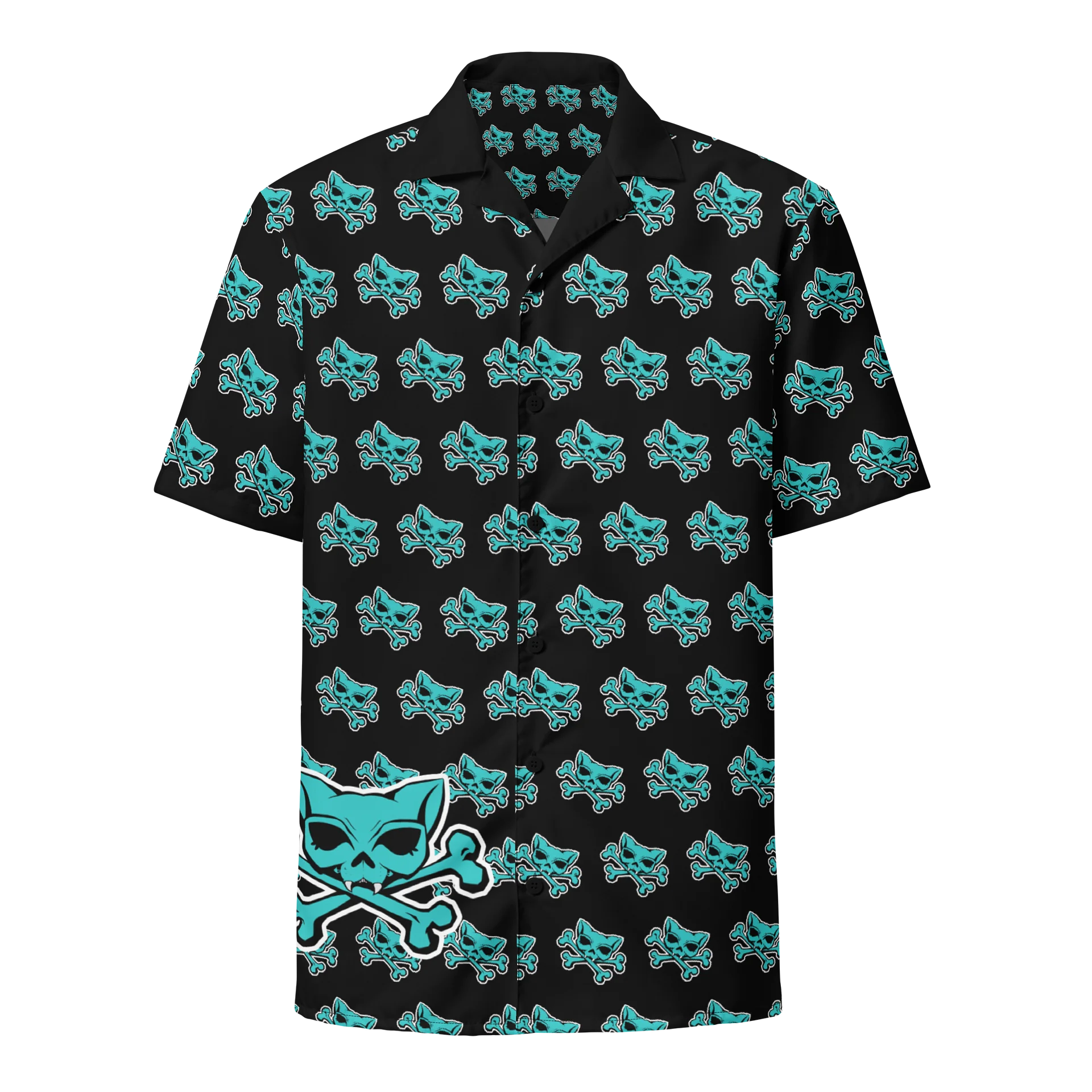 Turquoise Kat Skull Hawaiian Shirt product image (1)
