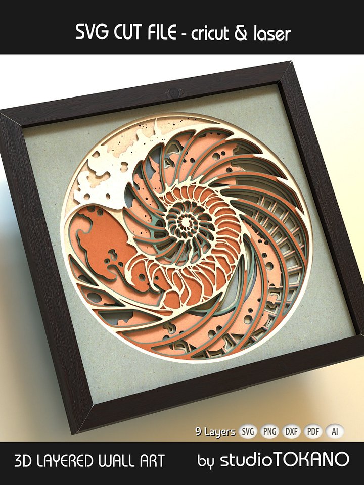 Nautilus Sea Shell 3D SVG product image (2)