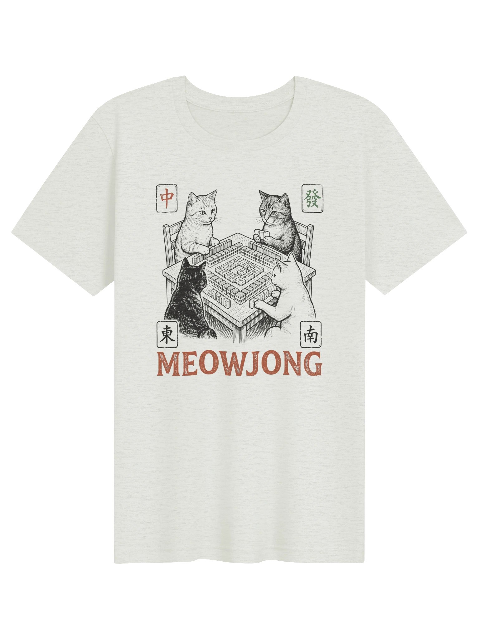 Meowjong Cat Mahjong T-Shirt | Funny Mahjong & Cat Lover Tee TTS - Silver product image (1)