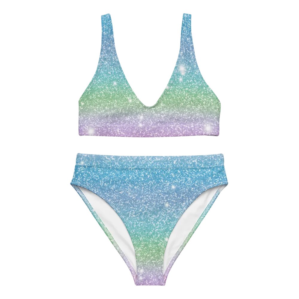 Glitter Unicorn Texture Design High Waisted Bikini (7) product image (1)